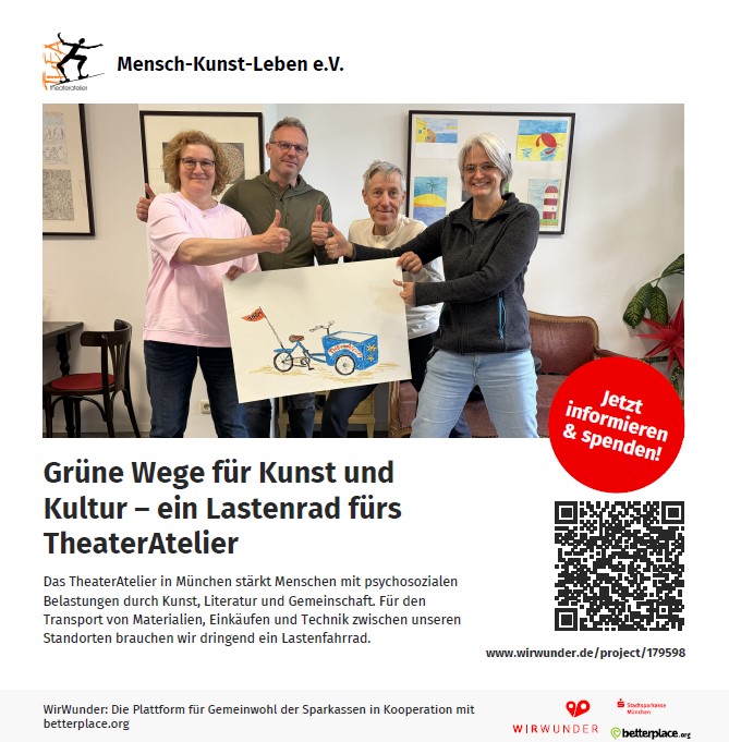 Spendenaufauf für ein Lastenfahrrad für das TheaterAtelelier